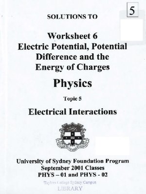 cover image of Physics Topic 5 Worksheet 6